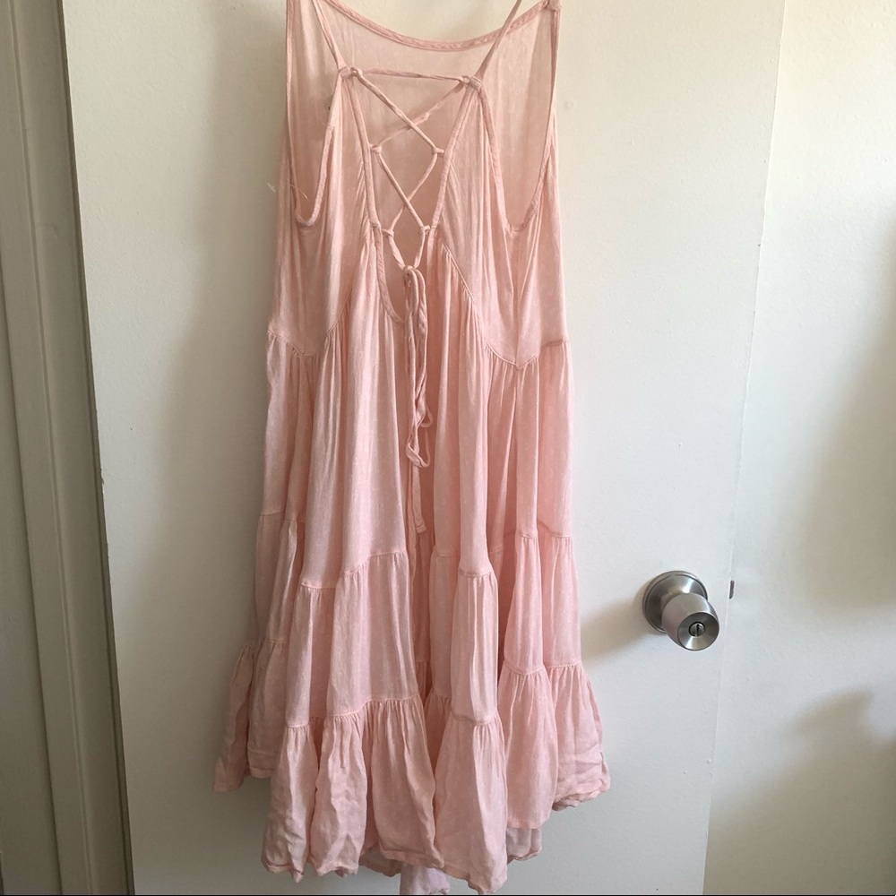 Free People Pink Circle of Flower Lace Up Dress - Picture 3 of 4
